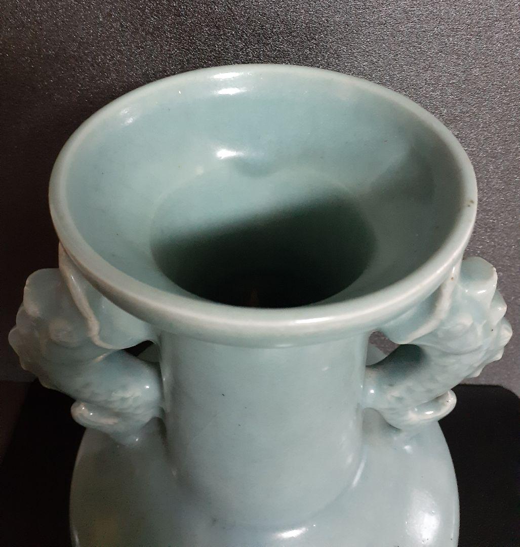 中国古美術　中国古陶磁器　古玩　鈞窯　汝窯　青天釉　双魚耳　大瓶　花入　オブジェ