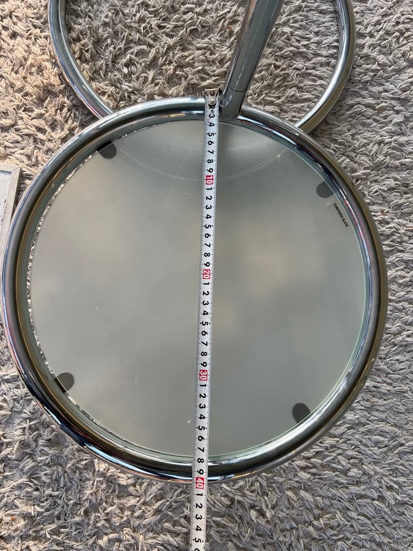 ラウンドテーブル 3段ガラス ミッドセンチュリー モダン スペースエイジスタイル