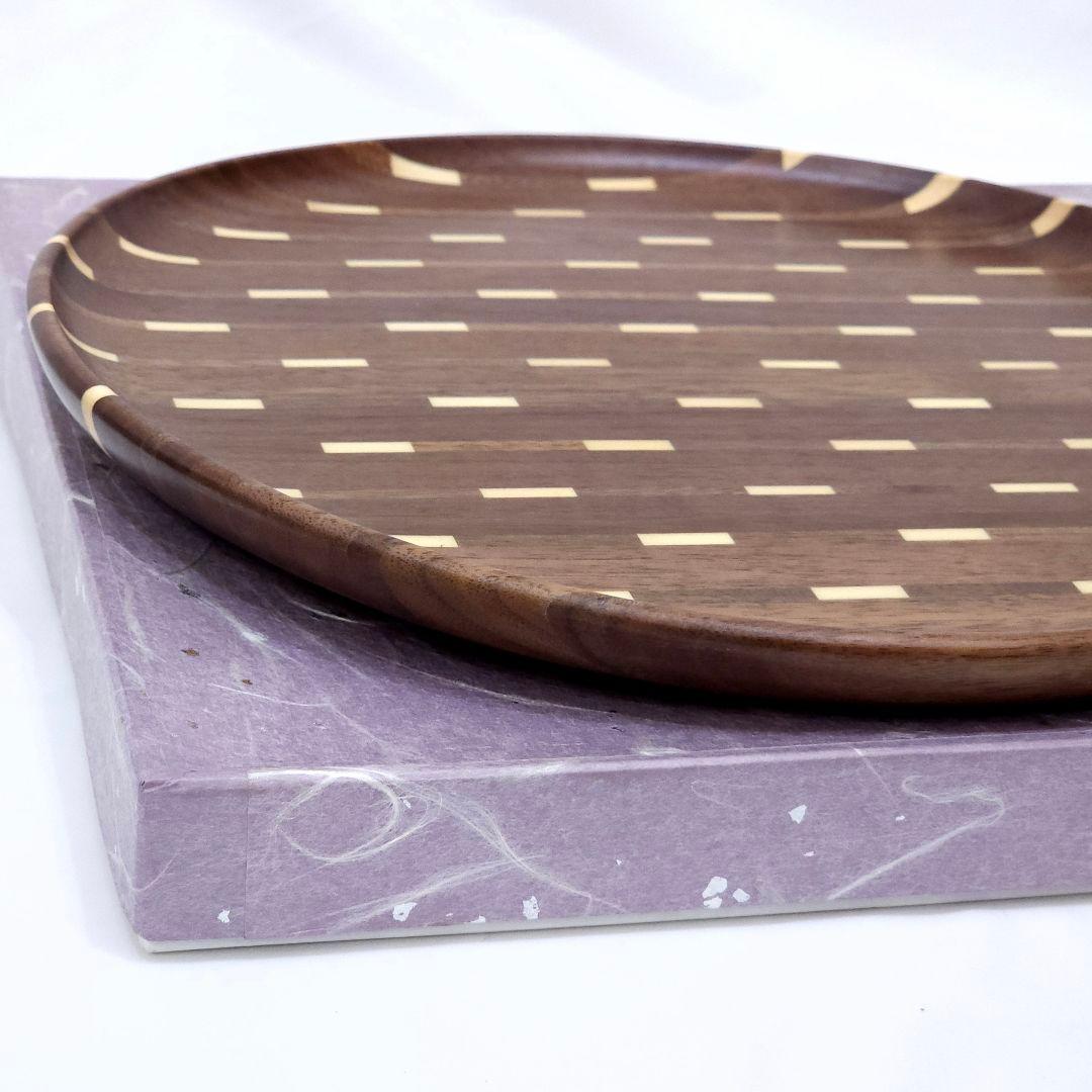 未使用 箱根 寄木細工 丸盆 約26.5cm 無垢 トレイ お盆