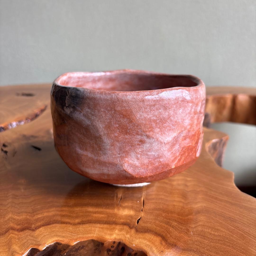 赤楽茶碗 春悦作 楽焼 抹茶碗 茶道具 共箱(43)
