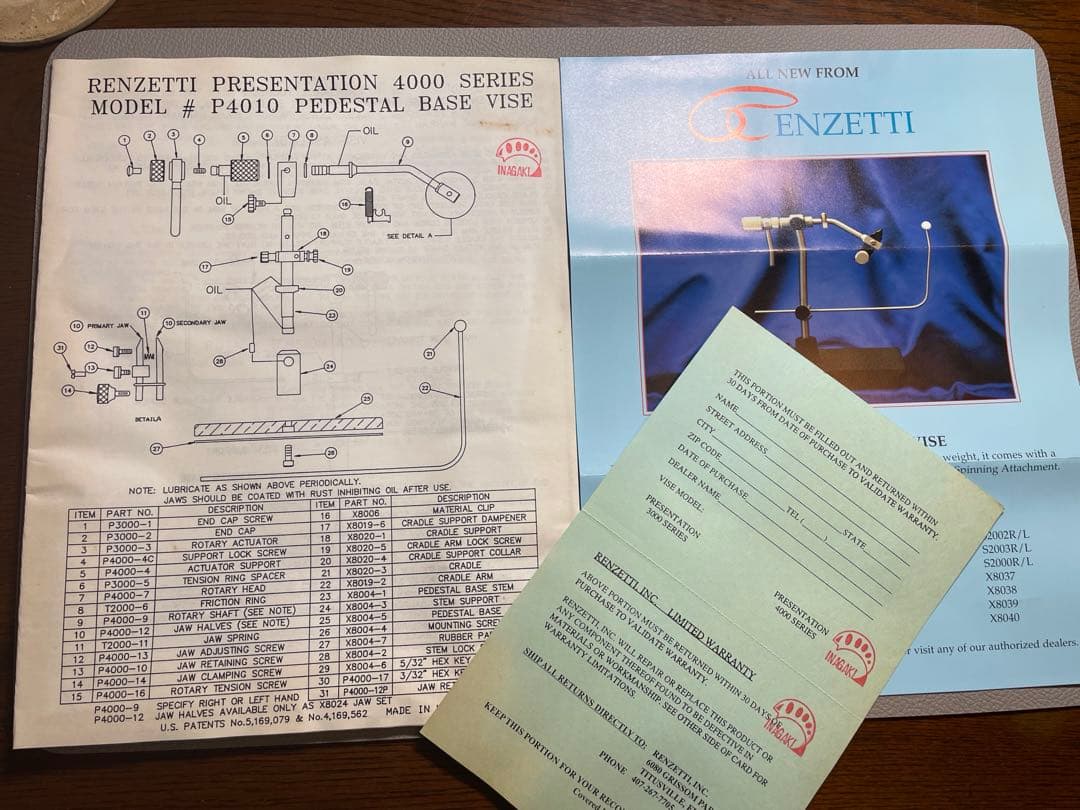レンゼッティ プレゼンテーション バイス　4000 フライタイイングバイス