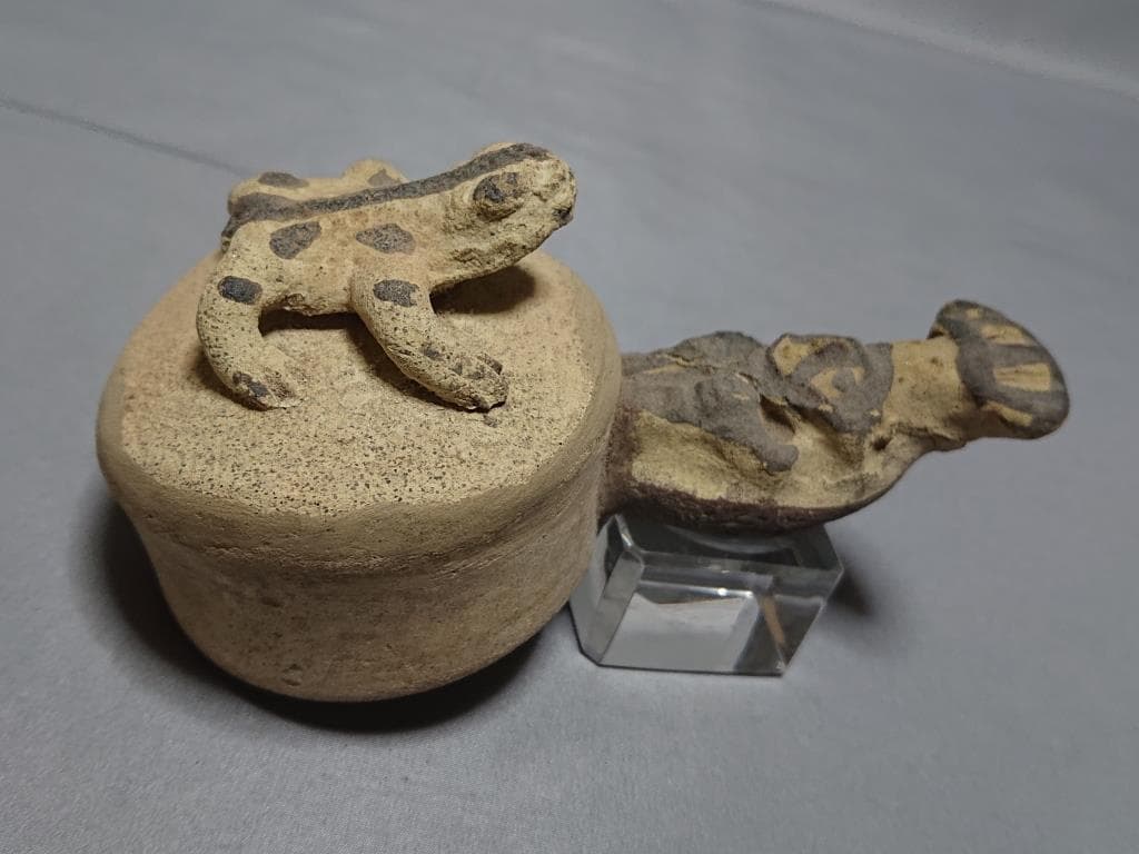 コレクター収集品 アンデス プレコロンビア チャンカイ文化 （蛙.人面）土偶