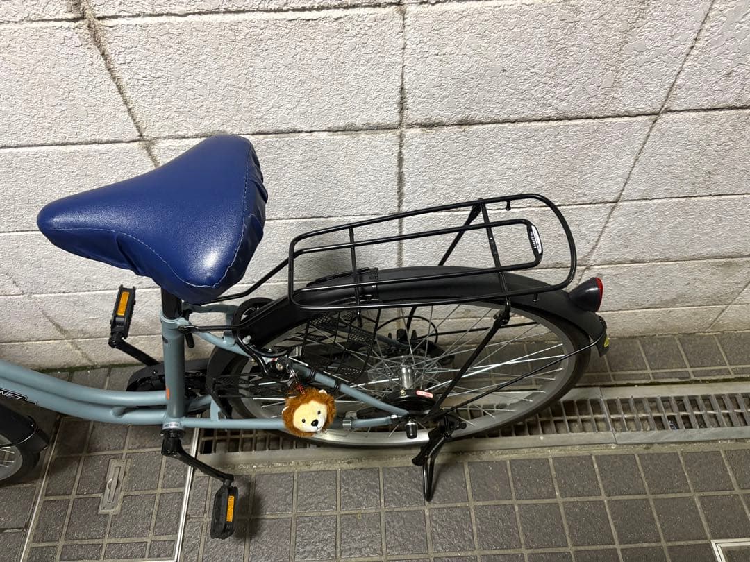 青色シティサイクル 前面バスケット付き