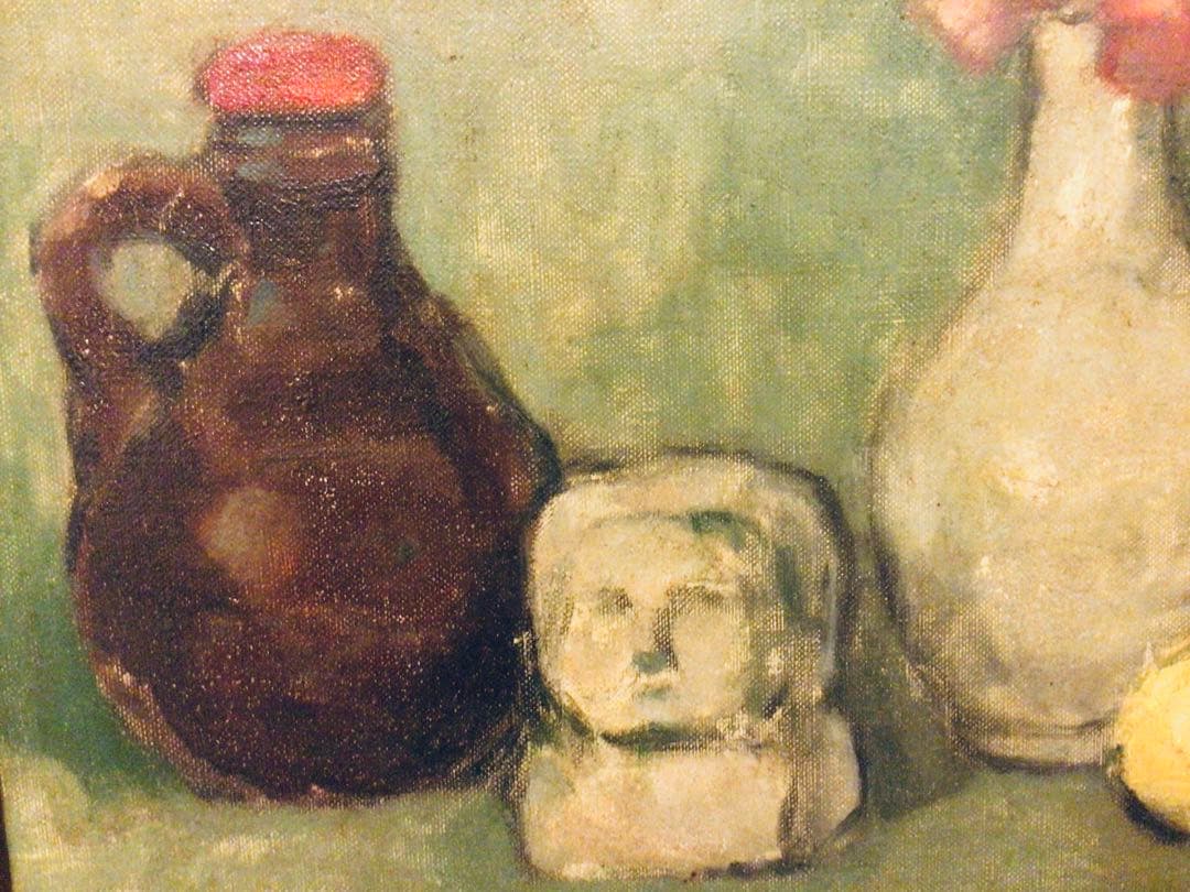 真作保証 春陽会 洋画家 田川勤次 油彩 F4号 静物画 木製額装付き 送料込み