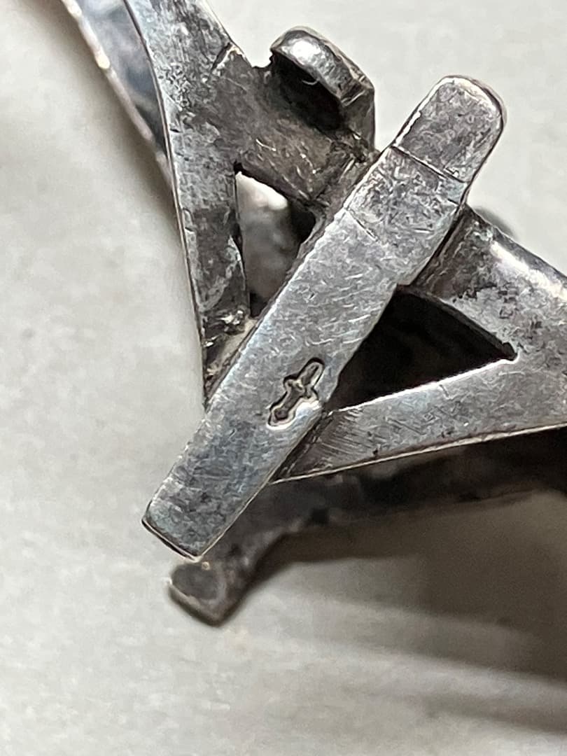 ヴィンテージ 刻印 レリーフ 剣 羊 ミニチュア シルバー 手押し車 荷車