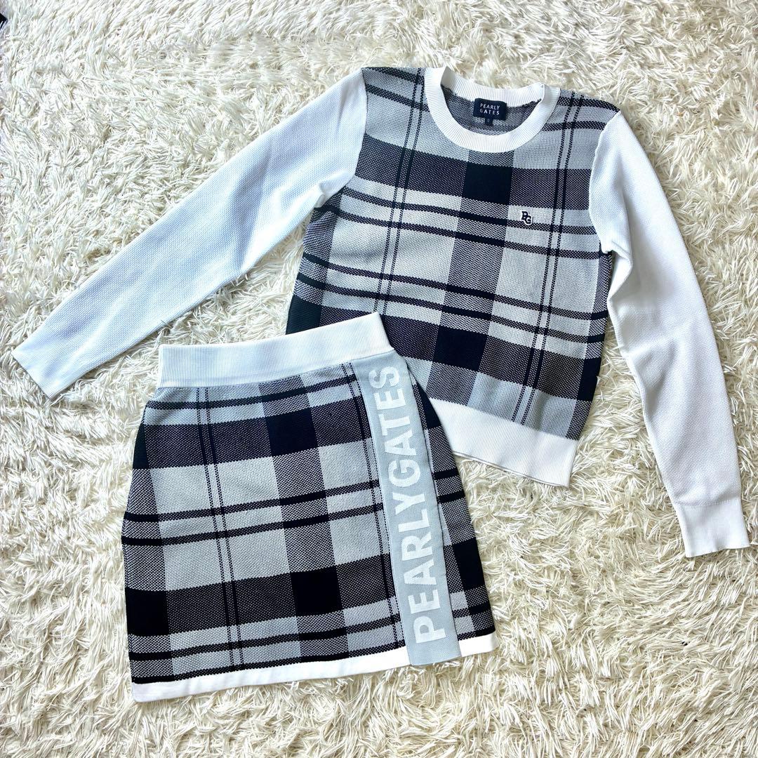 パーリーゲイツ 秋冬 レディース ゴルフウェア セットアップ チェック Sサイズ