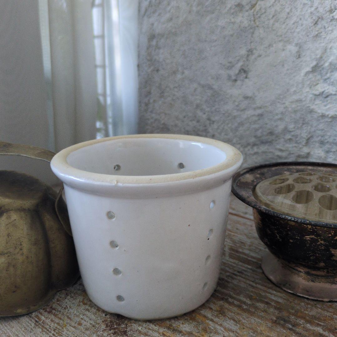 フランス　アンティーク　チーズ 大き目　水切り　フィセル　陶器　キャニスター