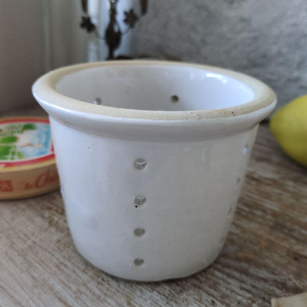 フランス　アンティーク　チーズ 大き目　水切り　フィセル　陶器　キャニスター