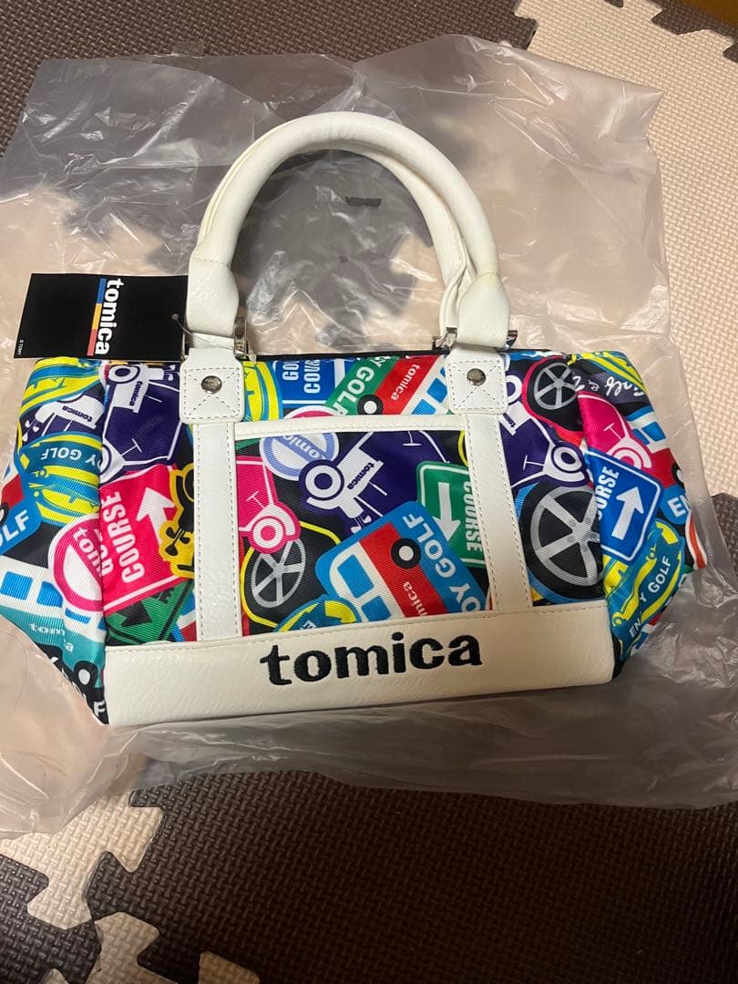 トミカゴルフ新品訳ありホワイトカラフルゴルフバッグ小w32×D12×H19