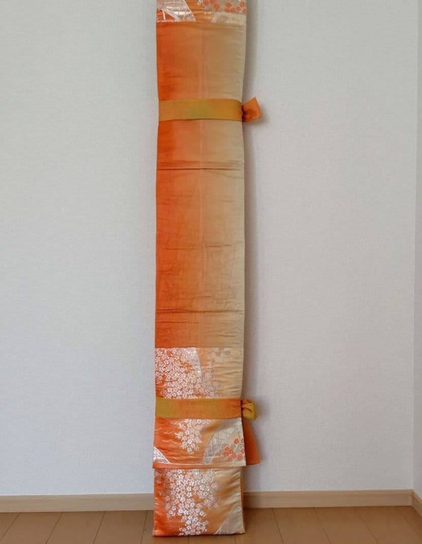 お琴カバー【橙】着物帯 ゆたん油単ハンドメイド 和楽器 正絹 袋帯 山田流