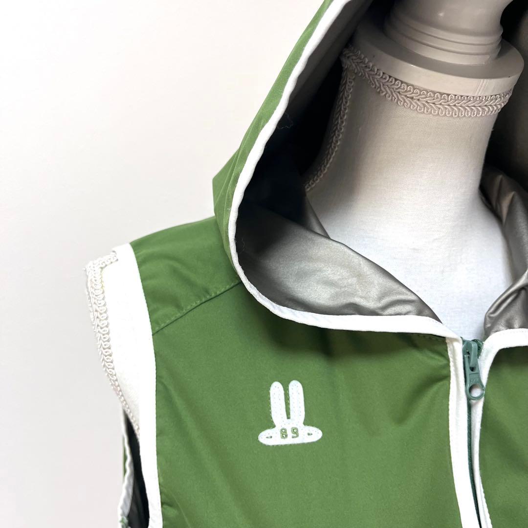 【新品】パーリーゲイツ フード付きベスト グリーン ロゴ入り ゴルフウェア　S