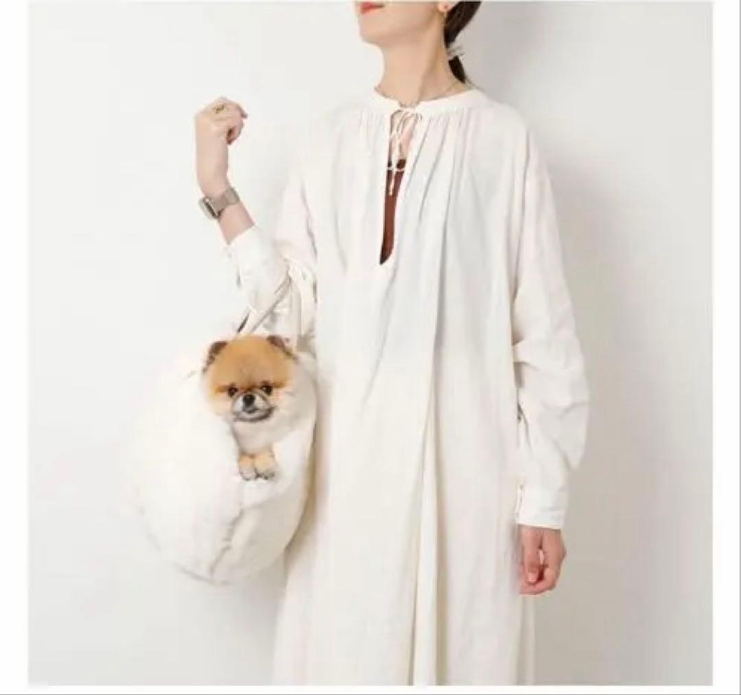 ホワイトファースリングバッグ 小型犬用