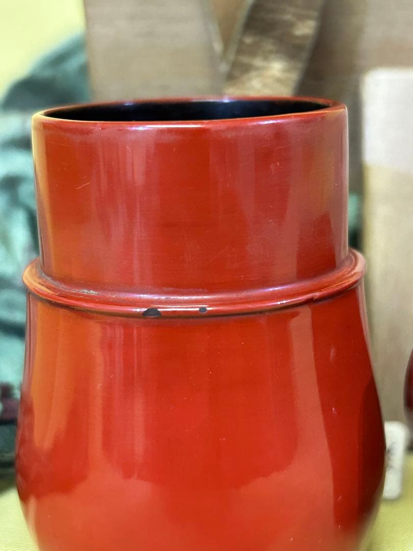 期間限定値下げ　骨董 茶道具 棗 （なつめ ）朱中次