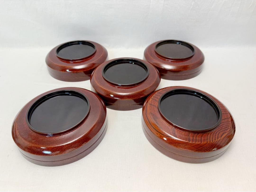 美品 大正〜昭和頃の時代 茶道具 木製溜塗 金彩蒔絵 菓物椀 見返し蒔絵 5客揃