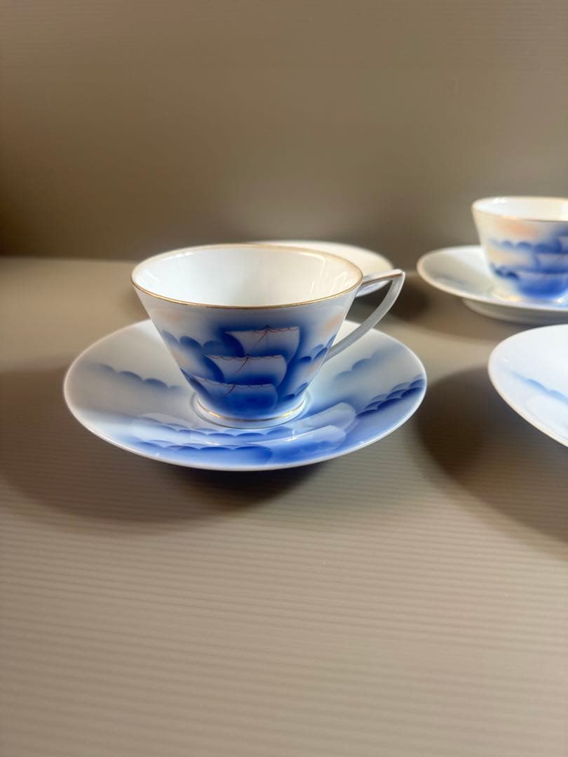 1539 深川製磁　カップ3&ソーサー6  時代物