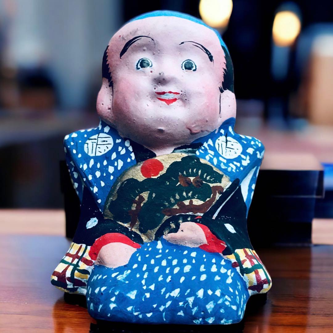 長野県 郷土玩具 中野人形 福助①中野土人形 奈良久雄 商売繁盛 福徳招来　民藝