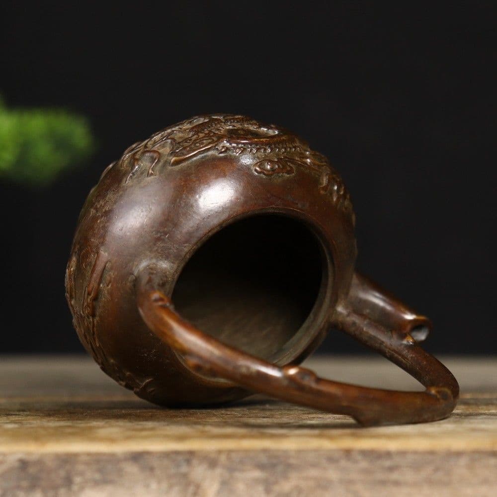 銅 細工 龍鳳提梁壺 茶壺 酒壺 茶道具 工芸品 美術品 置物