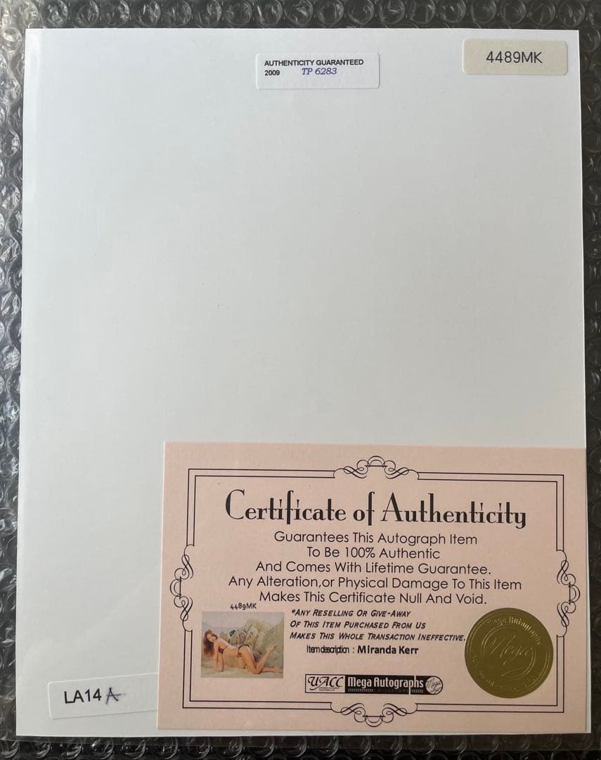 ミランダ・カー 直筆サイン入り写真 ☆COA証明書付き☆