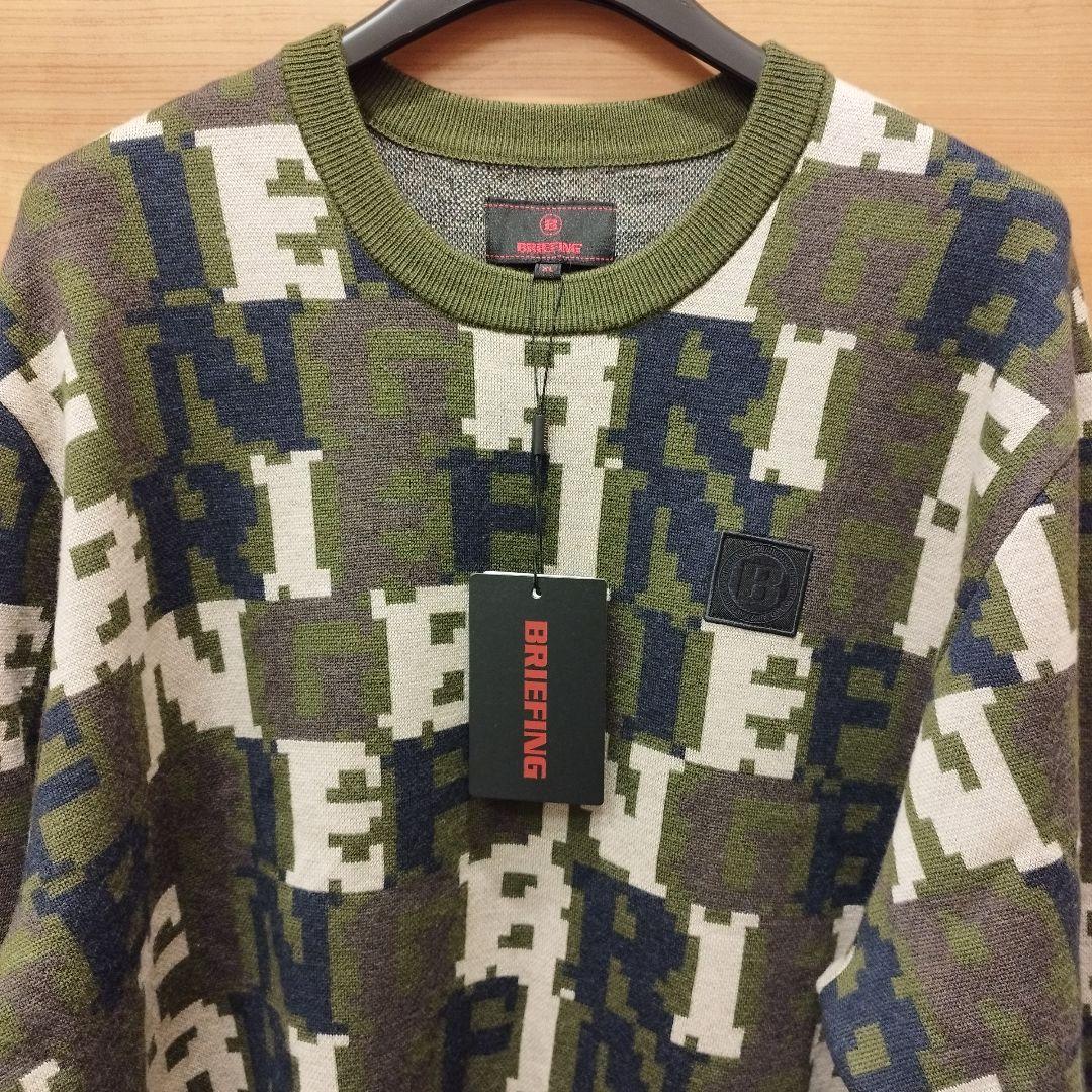 【新品】BRIEFING ブリーフィング オリーブグリーン 文字柄 セーター