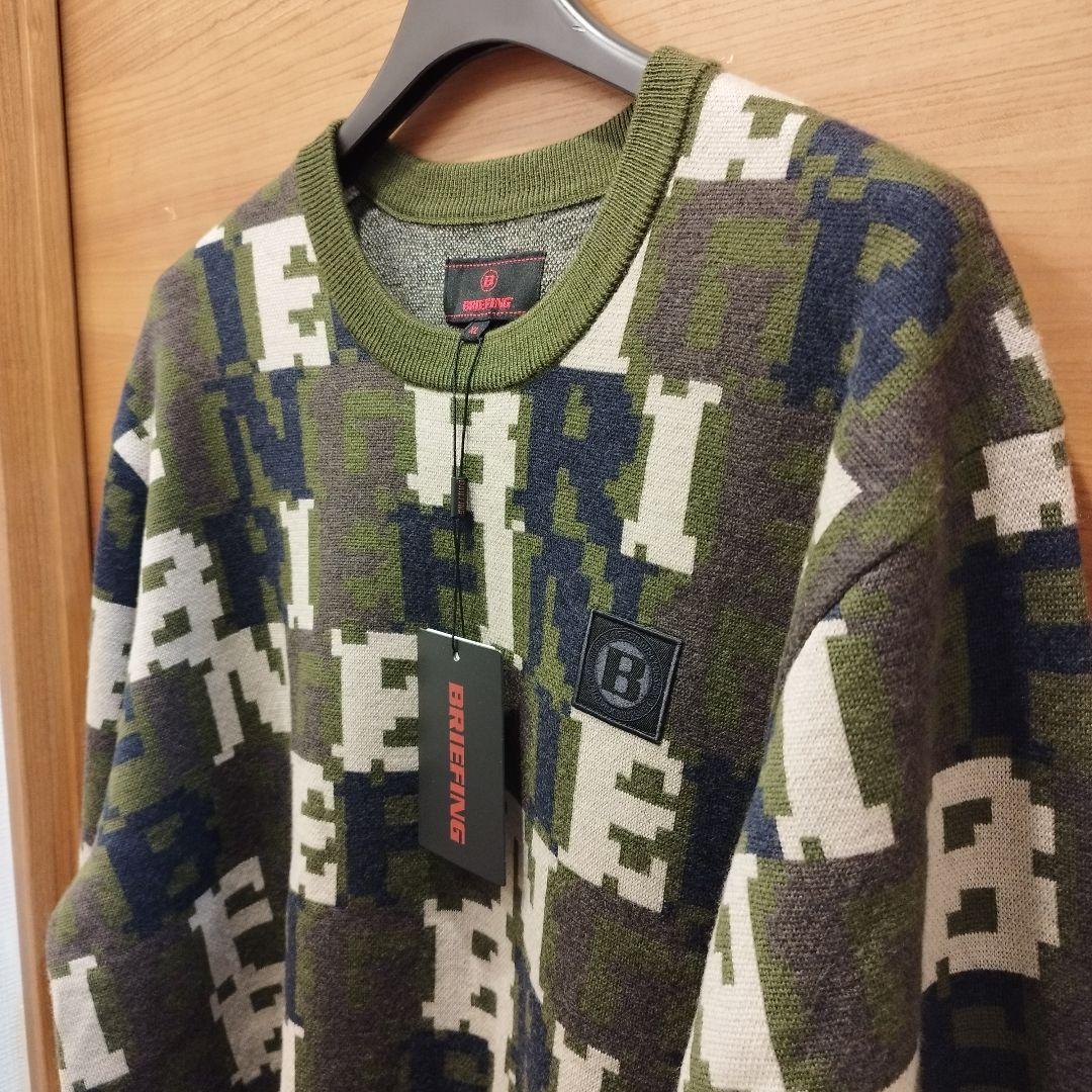 【新品】BRIEFING ブリーフィング オリーブグリーン 文字柄 セーター