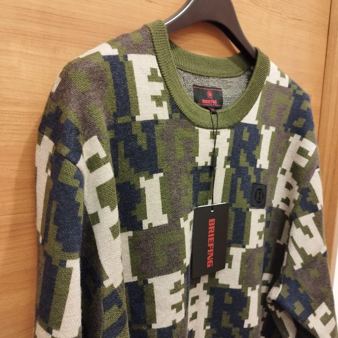 【新品】BRIEFING ブリーフィング オリーブグリーン 文字柄 セーター