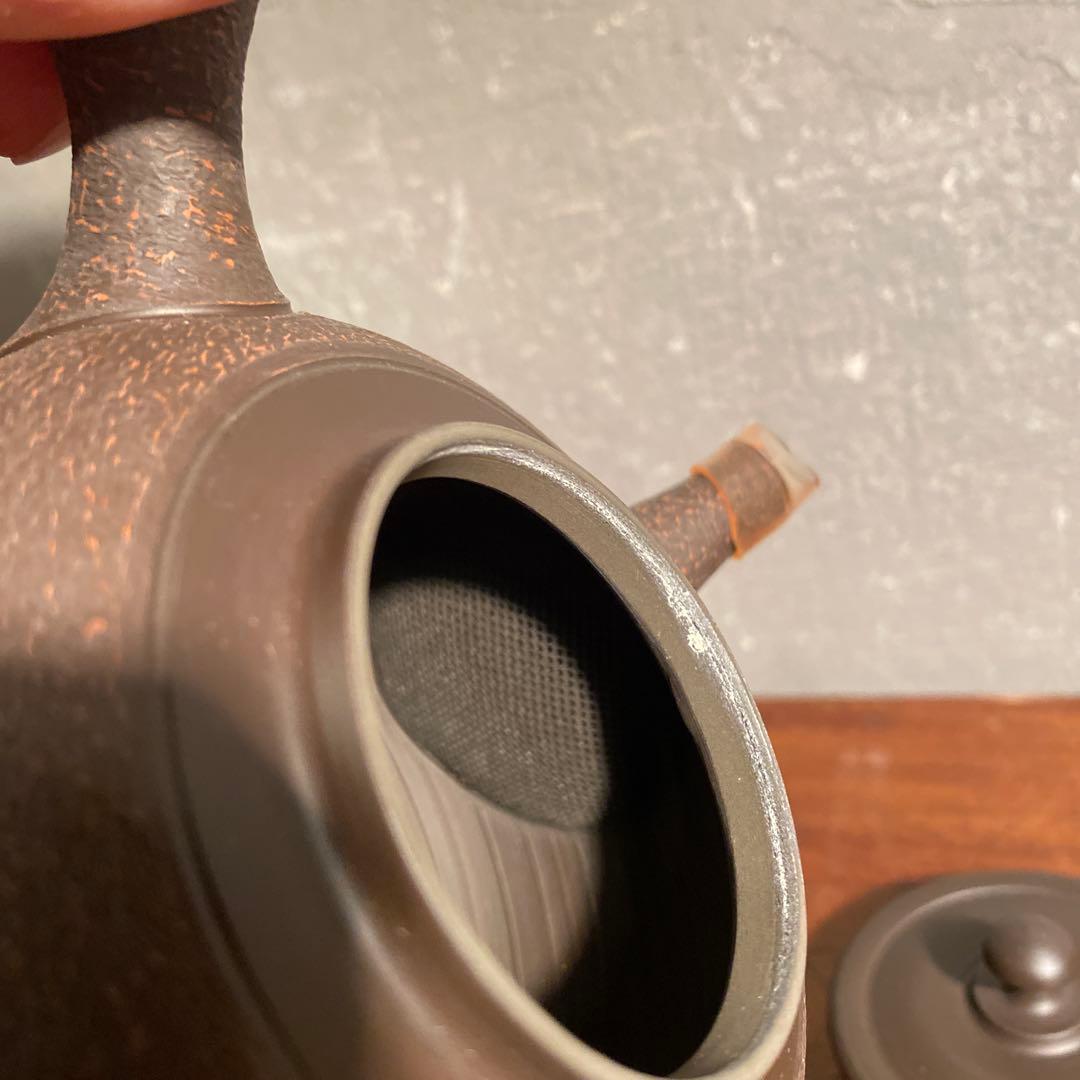 常滑焼 都築青峰作 茶注 黒泥急須 共箱 焼き締め 作家物 在銘 骨董品