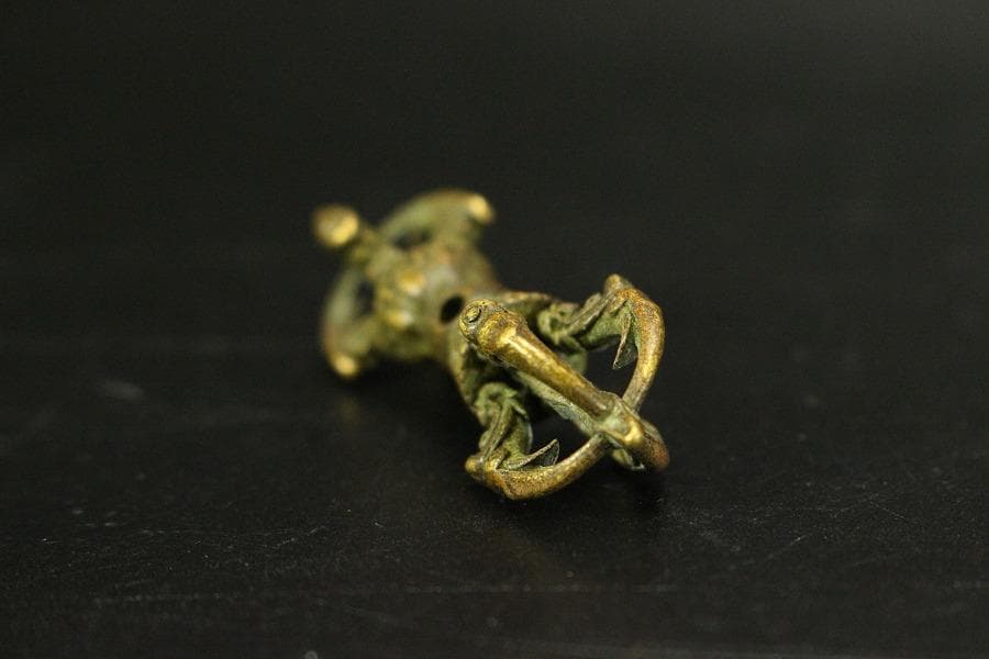 仏教美術 古銅 豆 博山炉 五鈷杵 二件 古美術(LC994)