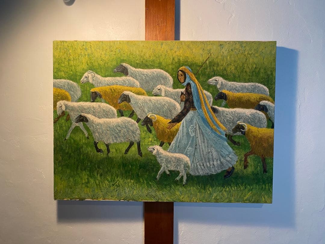 杉山寧『苾』を想わせる羊飼いの油彩画 P20