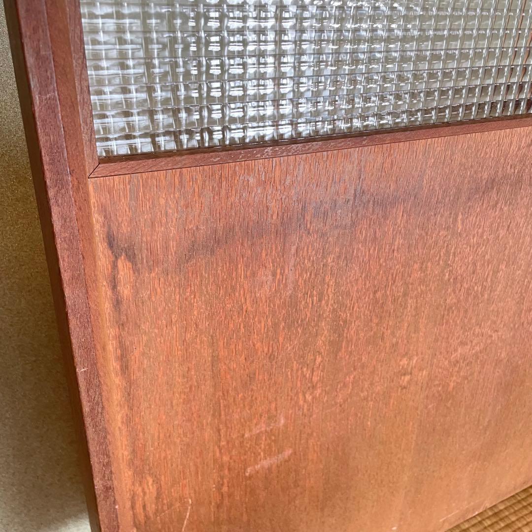 稀少　チェッカーガラス　木製フレームの間仕切り　ヴィンテージ　カフェ風インテリア