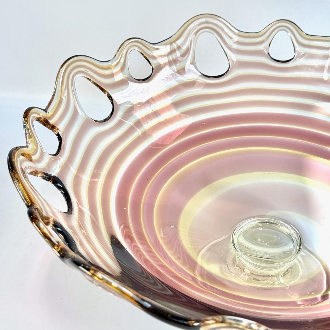 ビンテージ　職人よる手作りの大きなガラスコンポート　直径35㎝