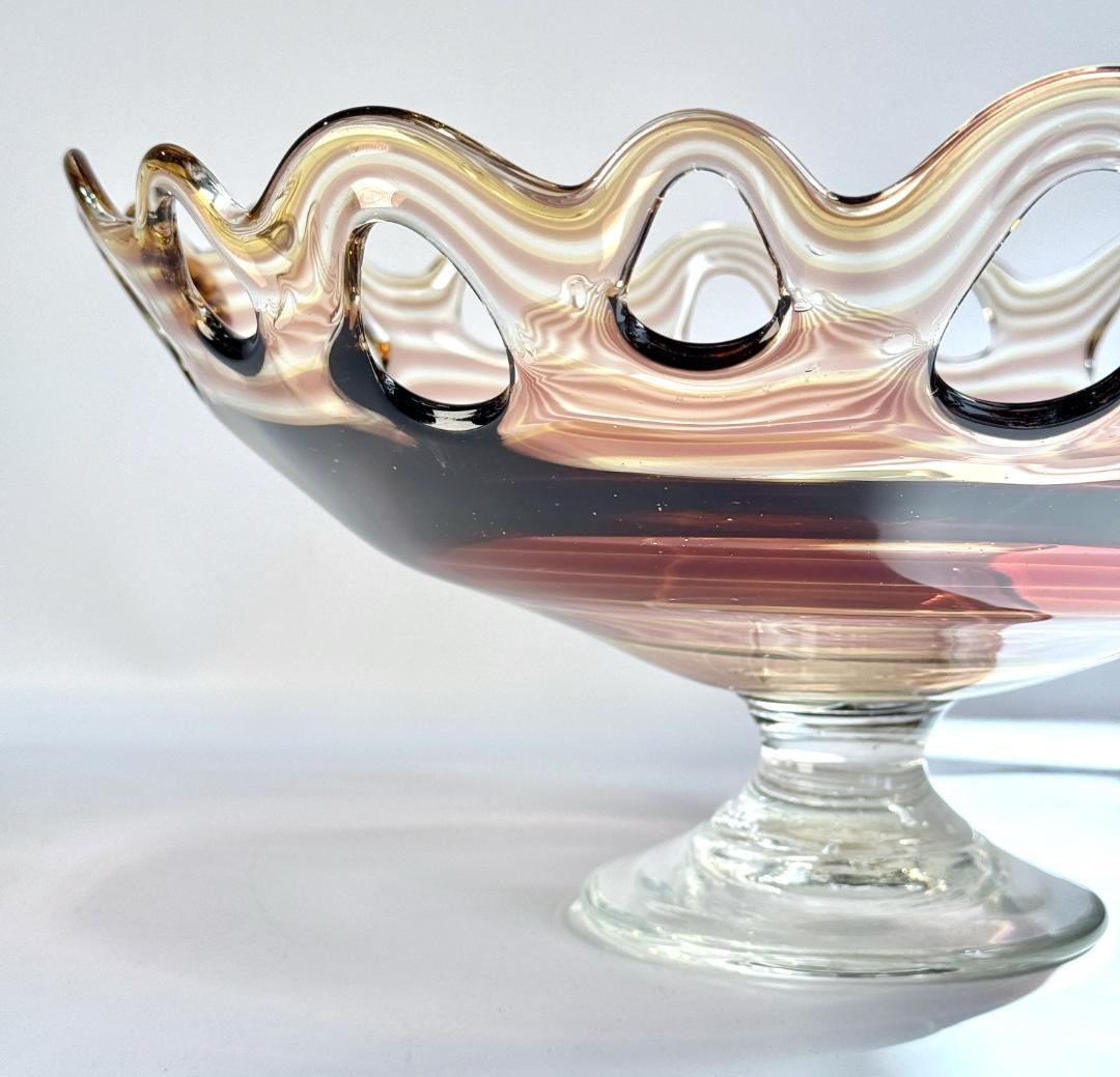 ビンテージ　職人よる手作りの大きなガラスコンポート　直径35㎝