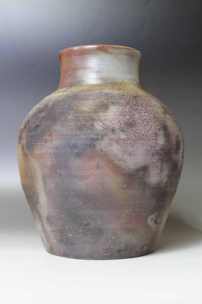 木村陶峰　備前焼壺　共箱　古陶磁　花器　在印有り　古美術品