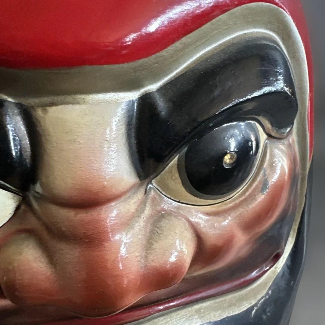 お値下げ❣️ヴィンテージ希少品‼️陶器ダルマ貯金箱　赤色の達磨 置物