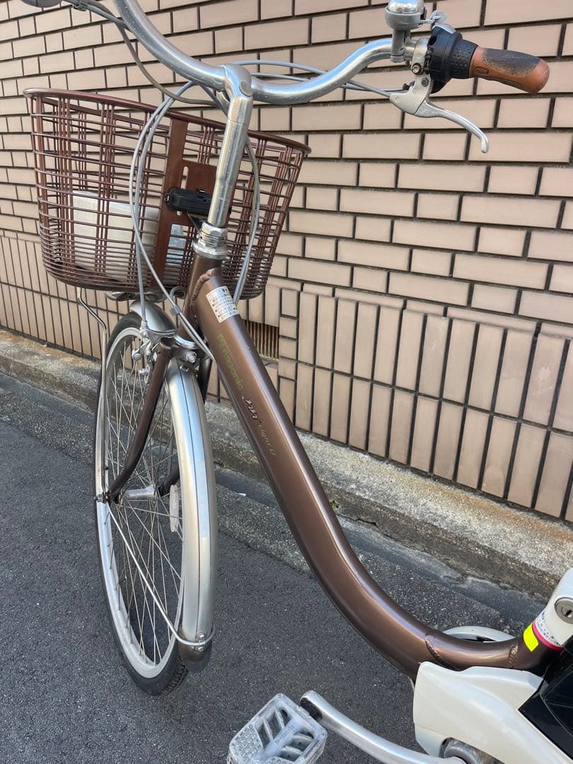 電動アシスト自転車 ブラウン 26インチ 前カゴ付き