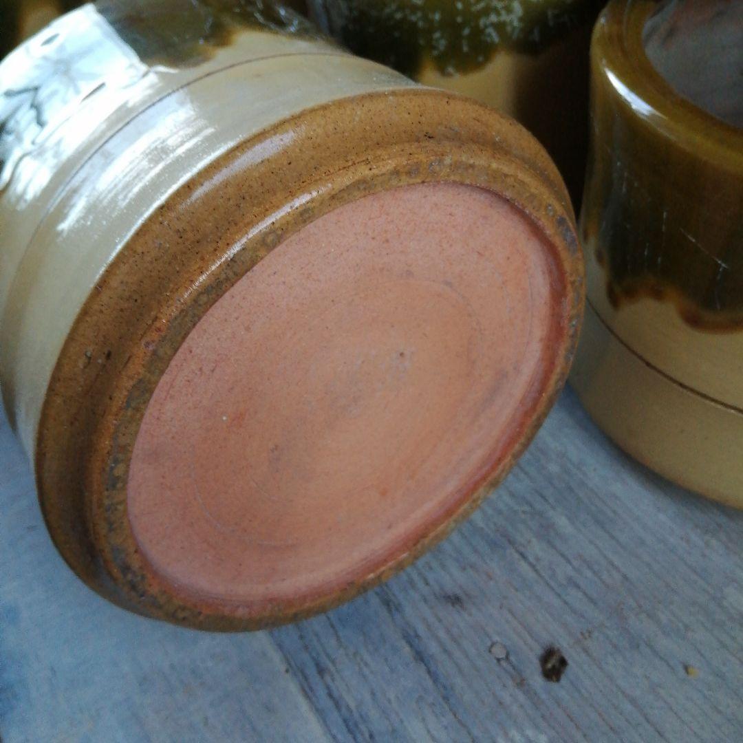 常滑焼　織部竹節手付手炙火鉢　4個　昭和中期