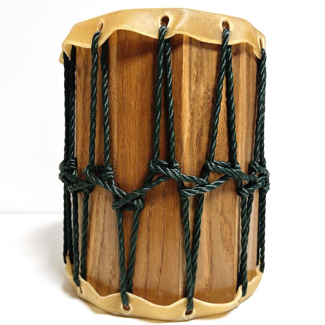 『桶胴太鼓』　和太鼓 20cm x 16cm 打楽器　祭り　締め太鼓　皮革　本革