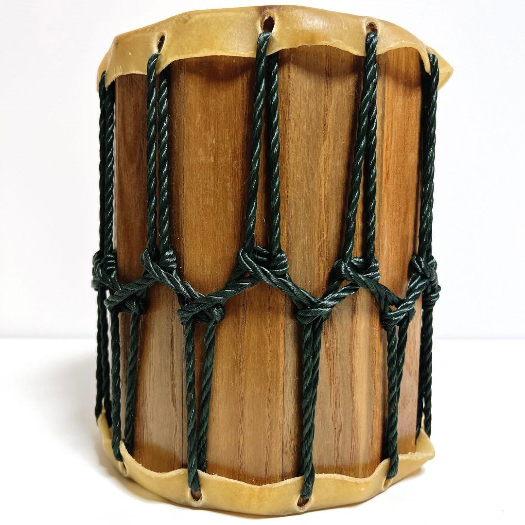 『桶胴太鼓』　和太鼓 20cm x 16cm 打楽器　祭り　締め太鼓　皮革　本革