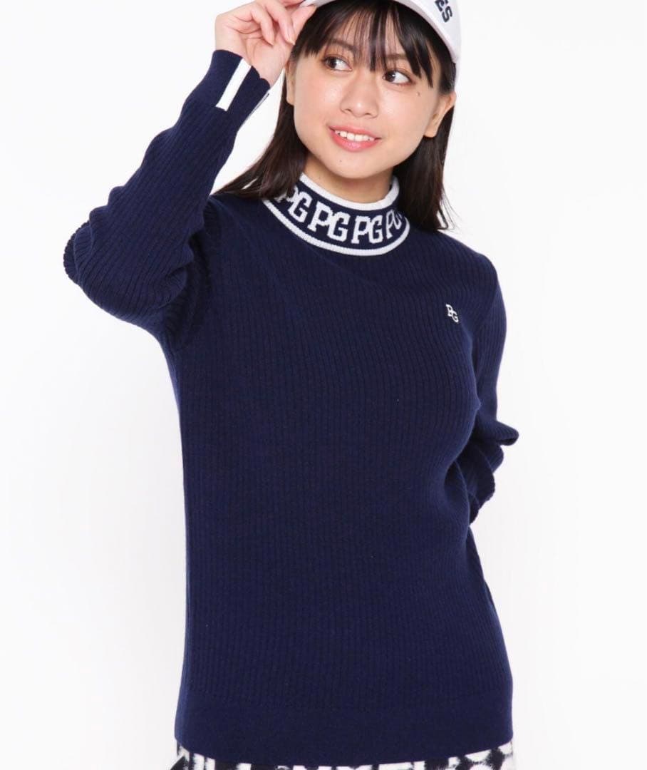 【新品】パーリーゲイツ ウール＆カシミヤ ニットプルオーバー ネイビー サイズ２