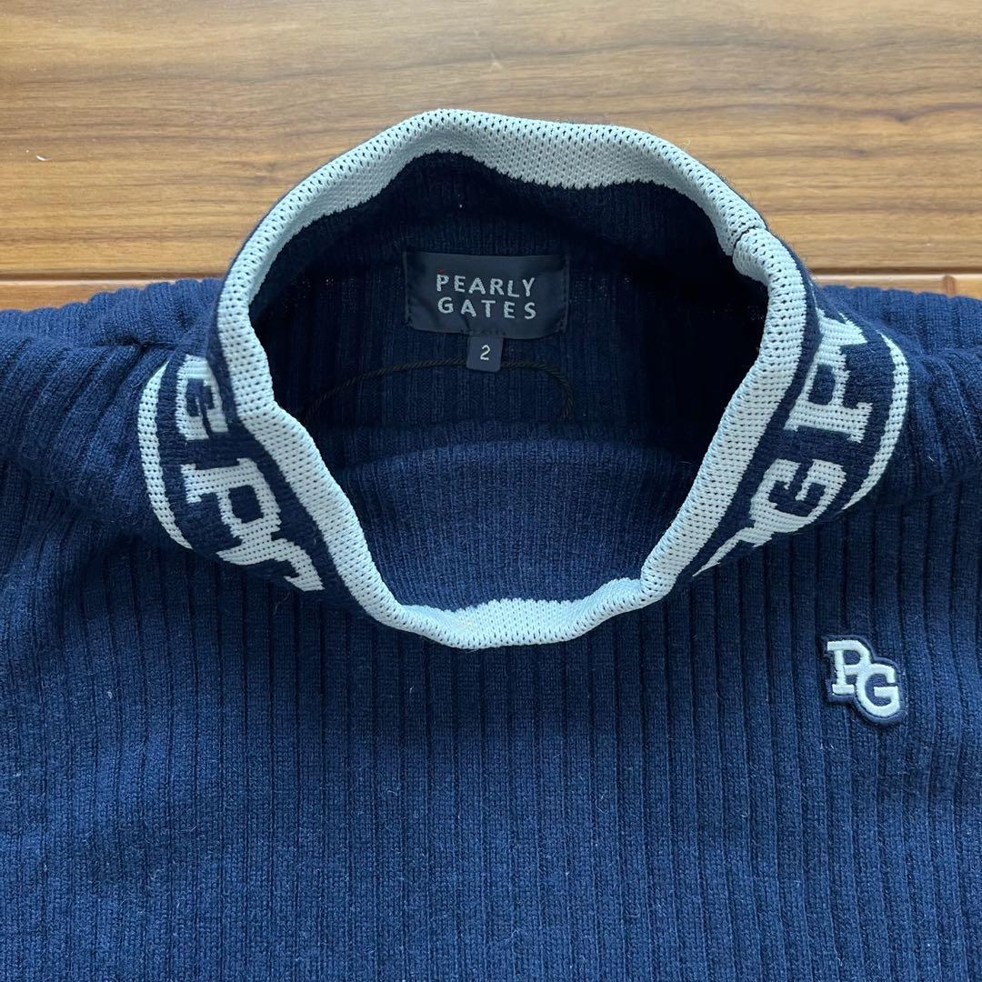 【新品】パーリーゲイツ ウール＆カシミヤ ニットプルオーバー ネイビー サイズ２