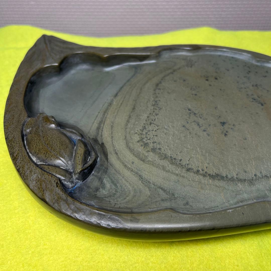 ⭕️宮崎県延岡　相馬羊堂　蛙彫刻硯　紅渓硯　極珍品　21cm超　女性好み