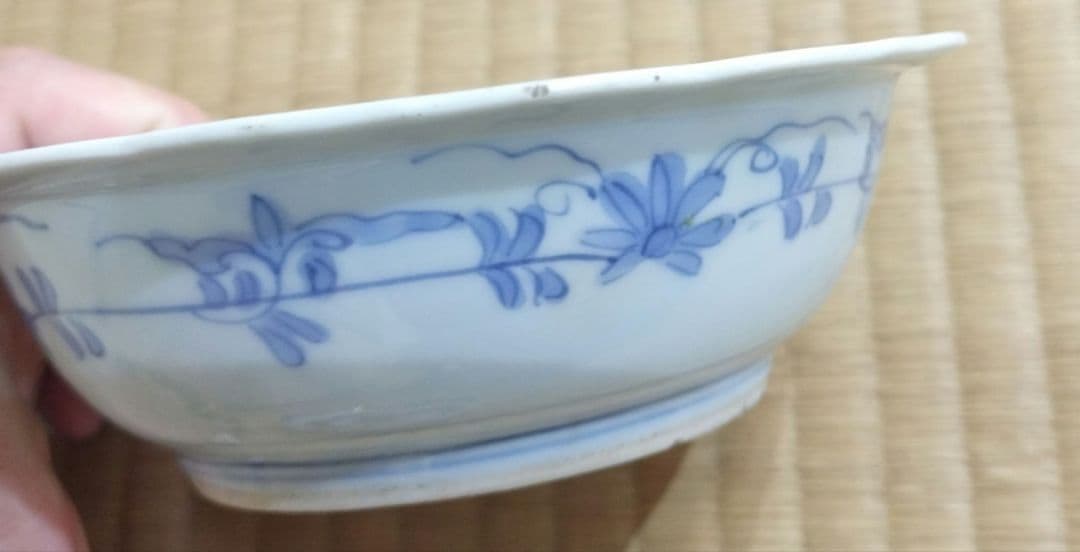 色絵古九谷　柘榴・梅・鳥・花文　小鉢　銀直し有