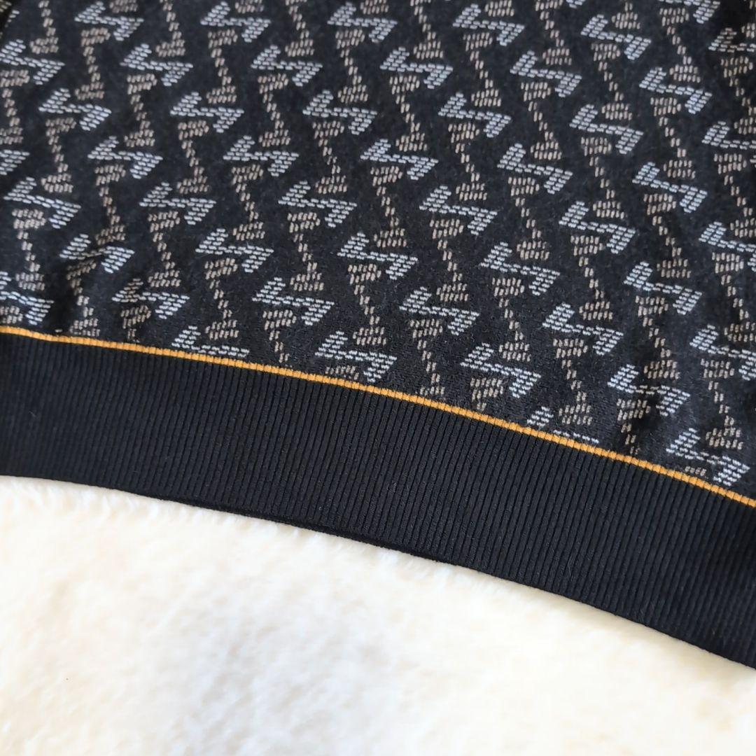 美品 レザレクション 総柄 ハーフジップ ウール ニットセーター XL ブラック