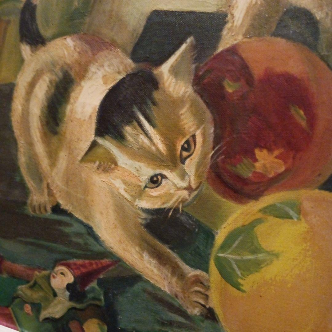 戦前後〜昭和３０年代当時物横幅６９Ｘ縦６２Ｘ厚さ４センチ可愛いらしい構図油絵品