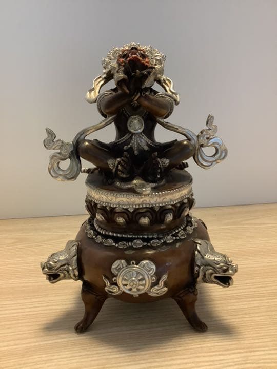 格安　《 SALE 新品 》 チベット　香炉　バイラヴァ　憤怒神　守護神　純銀張