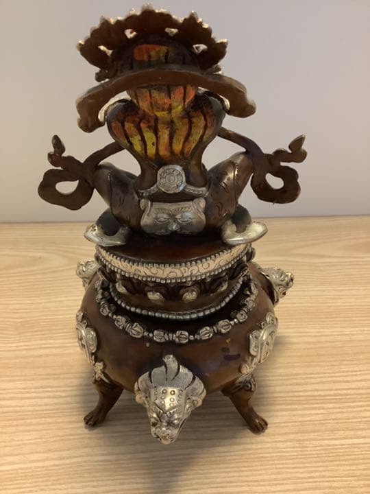 格安　《 SALE 新品 》 チベット　香炉　バイラヴァ　憤怒神　守護神　純銀張