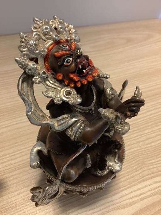 格安　《 SALE 新品 》 チベット　香炉　バイラヴァ　憤怒神　守護神　純銀張
