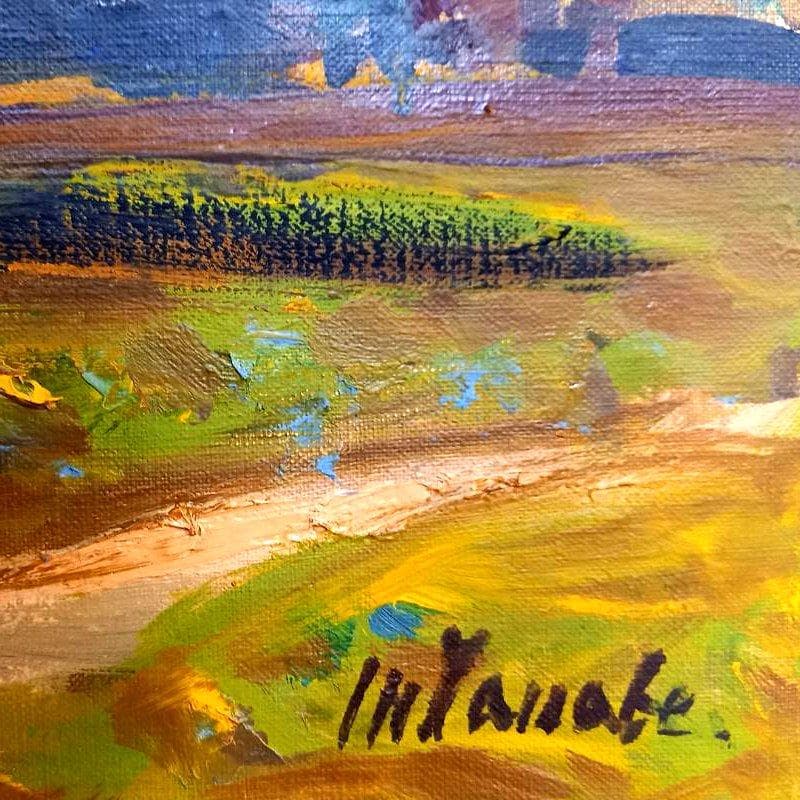 ☆田辺三重松☆「北辺の牧場」油絵　F４号