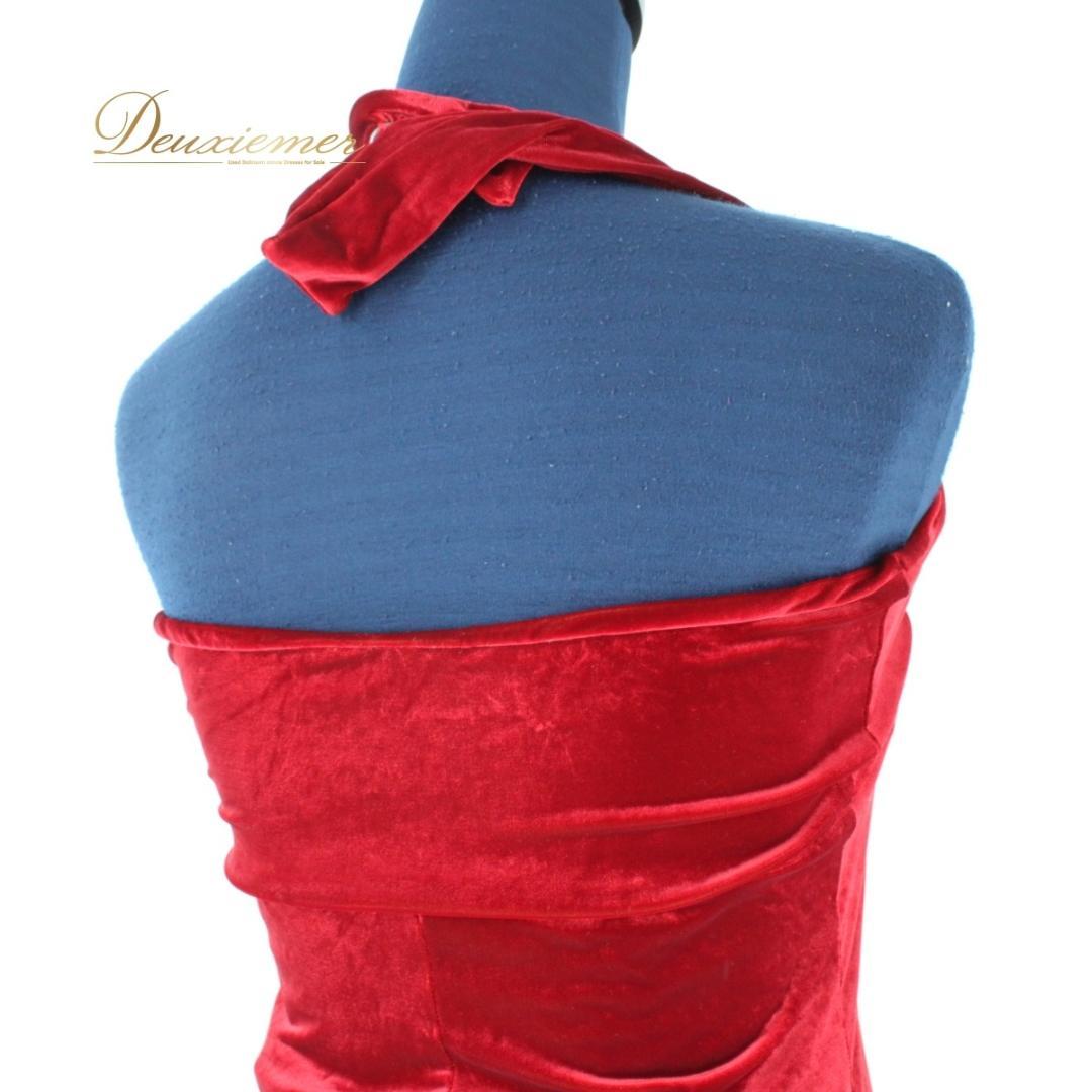 【美品 フラメンコ衣装】レッド 上下セット ツーピース セットアップ 赤 無地