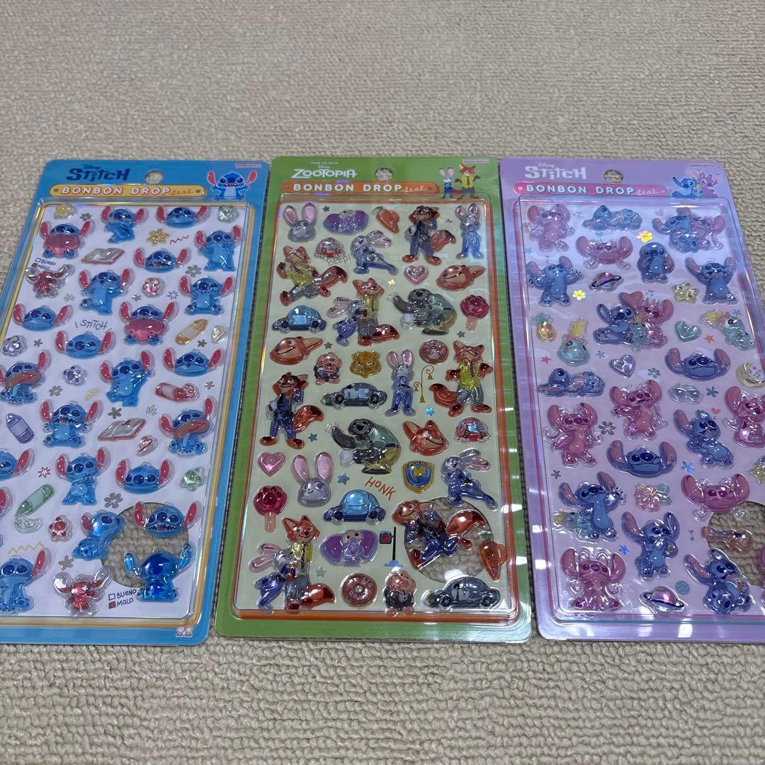 スティッチ ズートピア ボンボンドロップシール 3シートセット