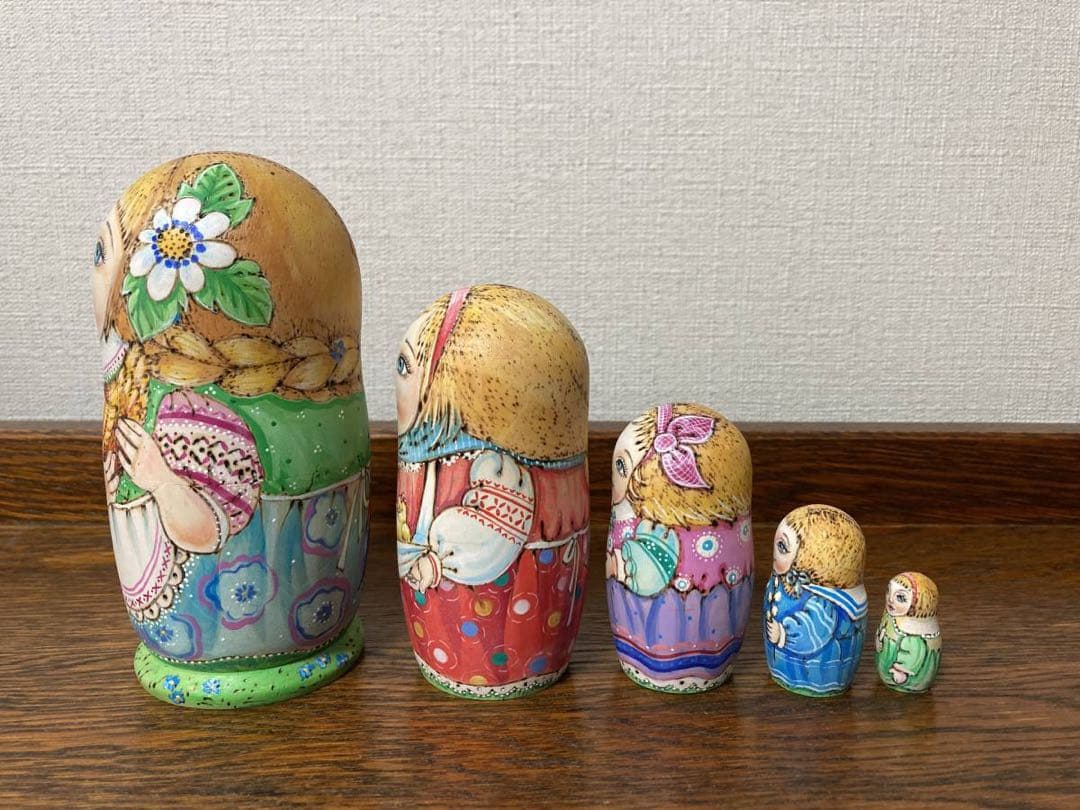 ロシア雑貨☆イースター ウッドバーニング マトリョーシカ(5P)パスハ ミラ作